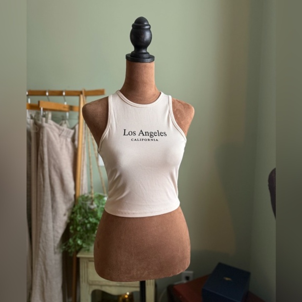 SHEIN Cream Los Angeles Tank Top